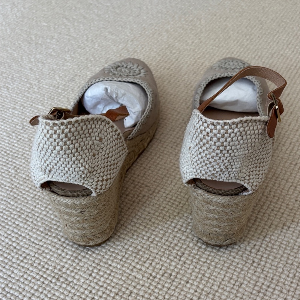 Kanna Taupe Suede Embroidered Espadrilles - Picture 7 of 10